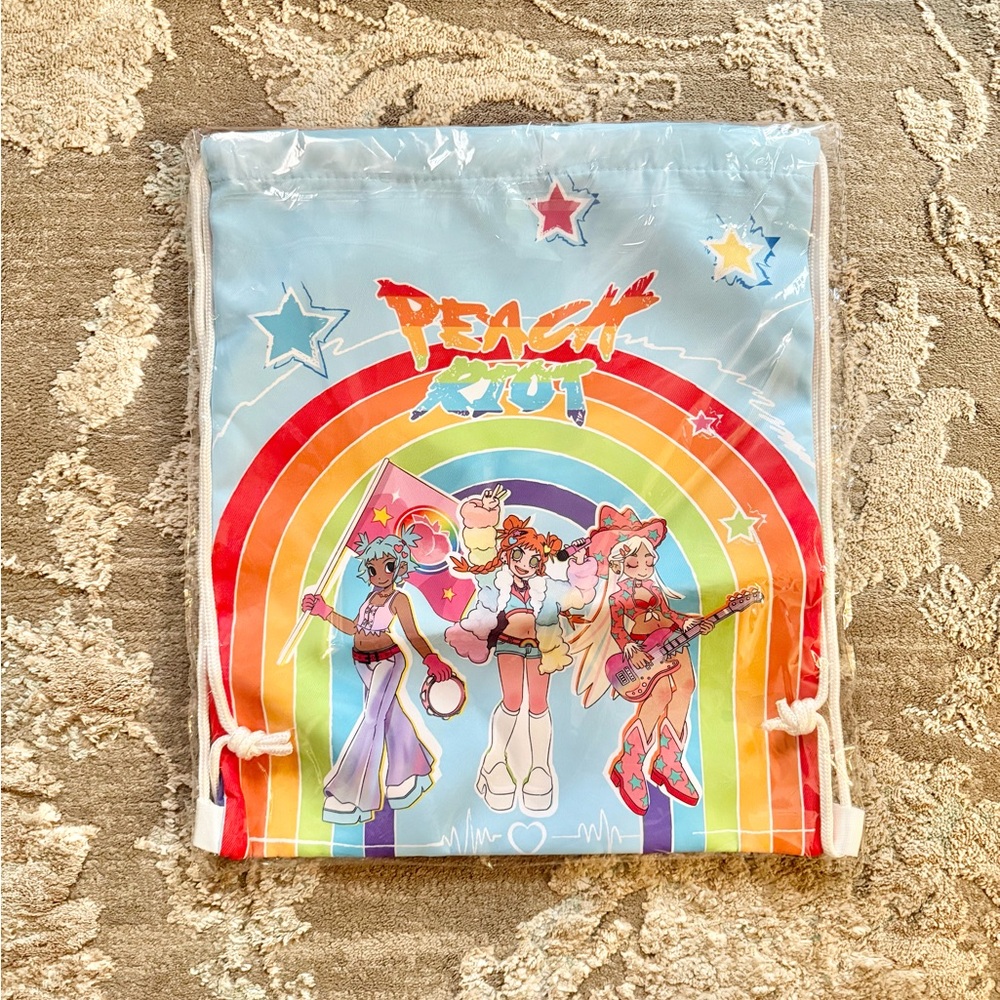 POP MART Peach Riot Rainbow Riot Pride Drawstring Backpack